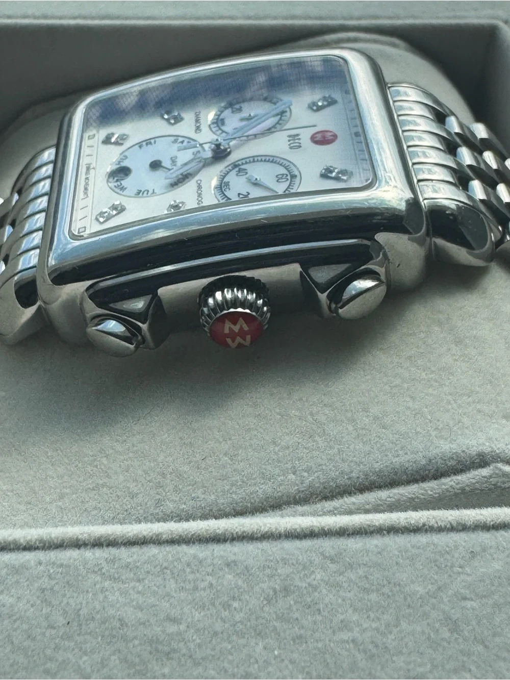 Michele Deco Diamond Women’s Chronograph Watch with Mother of Pearl Dial